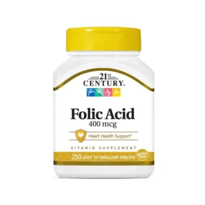 21st Century Folic Acid 400 mcg Tablets, 250 Count